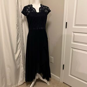 Miusol Women's V Neck Elegant Lace Ruffle Bridesmaid Maxi Dress Large